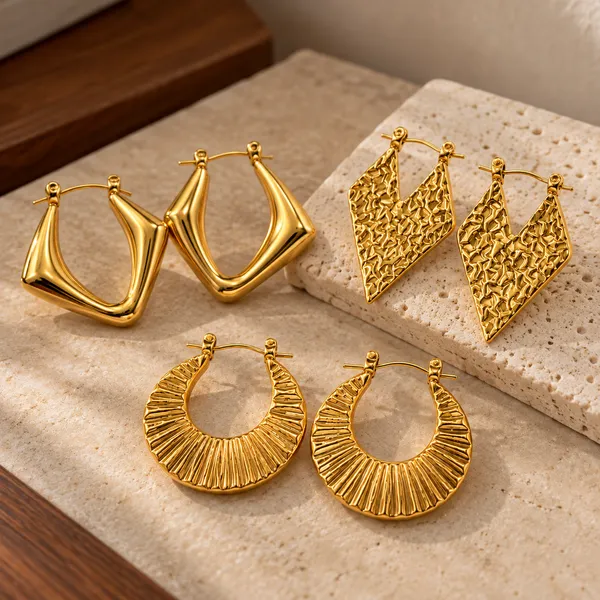 Gold_Plated_Stainless_Steel_Earrings_Set_Of_3_For_Women