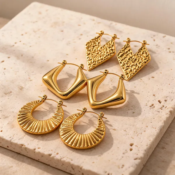 Gold_Plated_Stainless_Steel_Earrings_Set_Of_3_For_Women