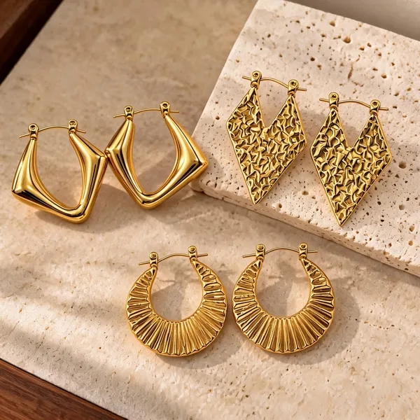 Gold_Plated_Stainless_Steel_Earrings_Set_Of_3_For_Women