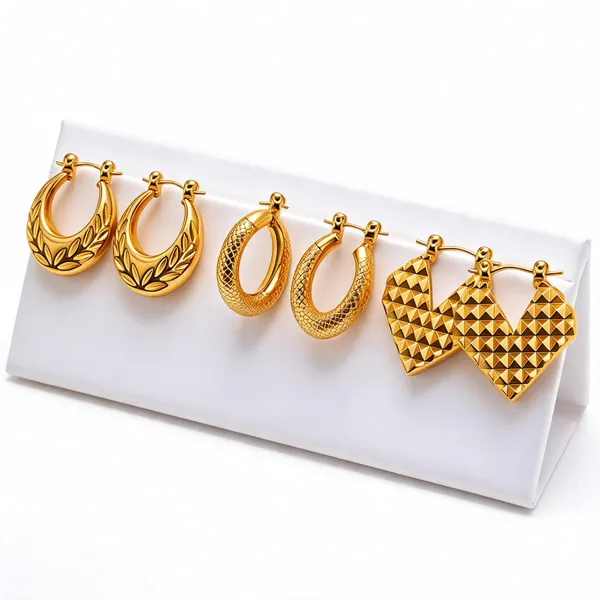 Gold_Plated_Stainless_Steel_Earrings_Set_Of_3_For_Women