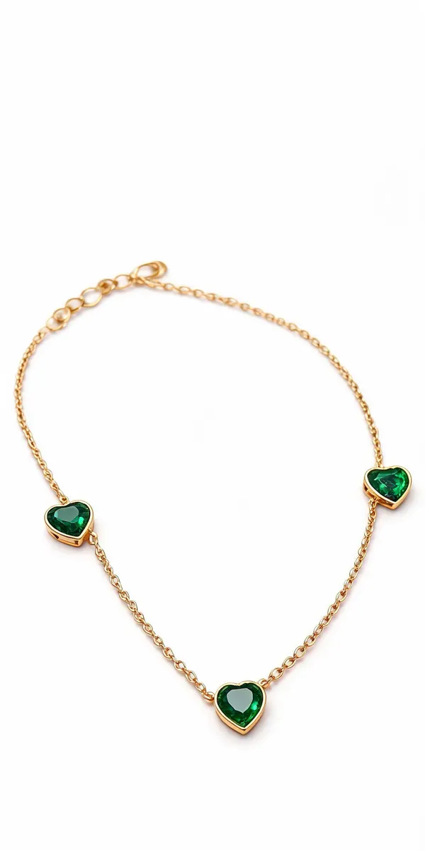 Gold_Plated_Stainless_Steel_Green_Heart_Pendant_Necklace_Earring_Set_For_Women