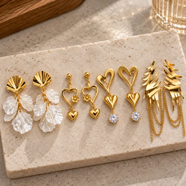 Gold_Plated_Stainless_Steel_Earrings_For_Women_(Set_Of_4)