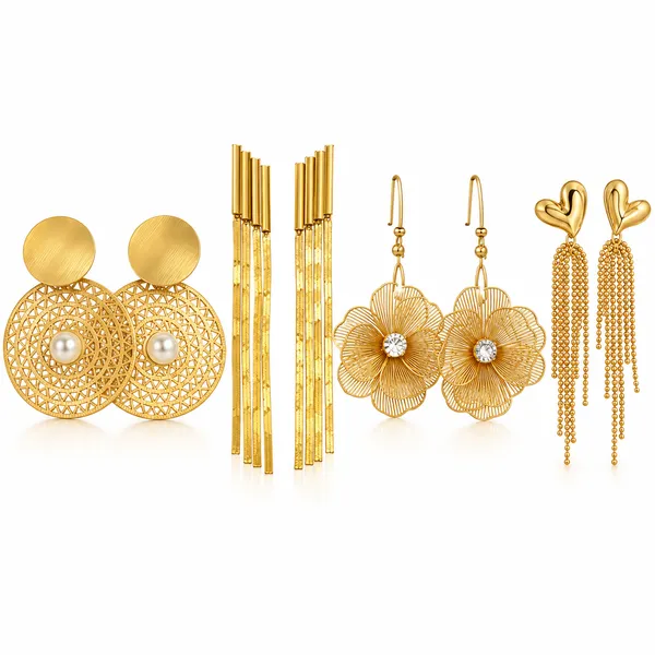 Gold_Plated_Stainless_Steel_Earrings_For_Women_(Set_Of_4)