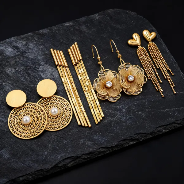 Gold_Plated_Stainless_Steel_Earrings_For_Women_(Set_Of_4)