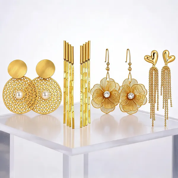 Gold_Plated_Stainless_Steel_Earrings_For_Women_(Set_Of_4)