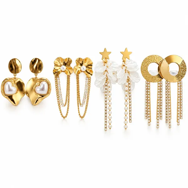 Gold_Plated_Stainless_Steel_Earrings_For_Women_(Set_Of_4)
