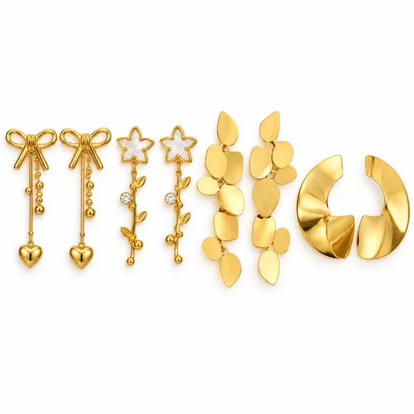 Gold_Plated_Stainless_Steel_Earrings_For_Women_(Set_Of_4)