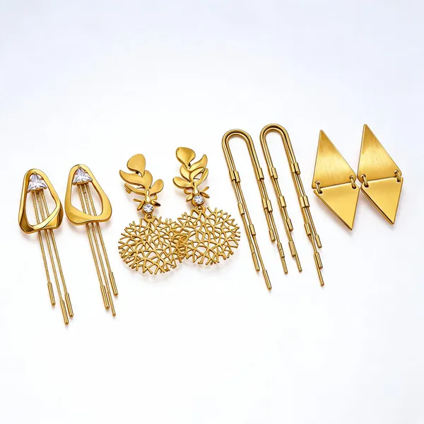 Gold_Plated_Stainless_Steel_Earrings_For_Women_(Set_Of_4)
