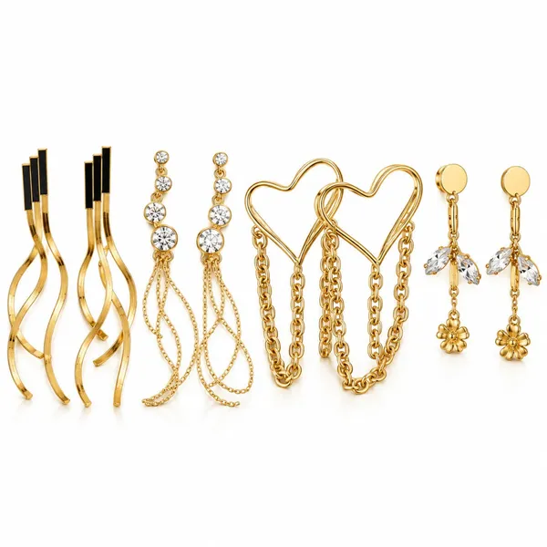 Gold_Plated_Stainless_Steel_Earrings_For_Women_(Set_Of_4)