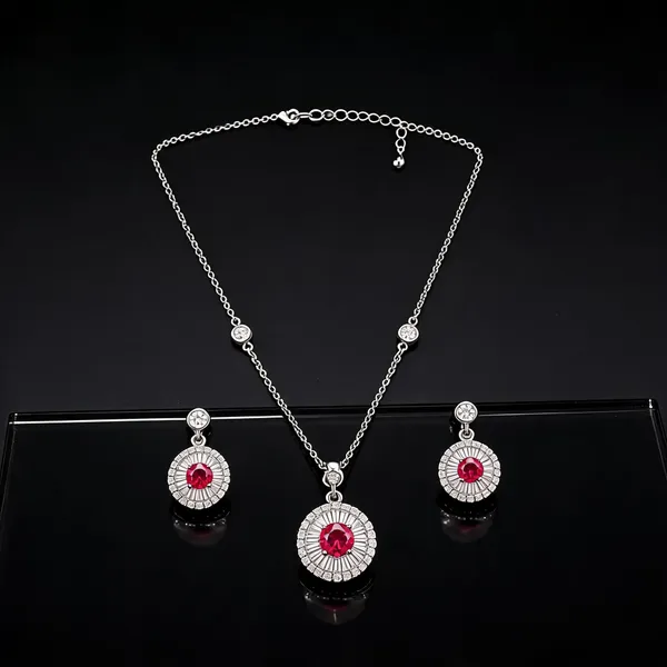 Silver_Tone_925_Red_Stone_Pendant_And_Earrings_Set_For_Women