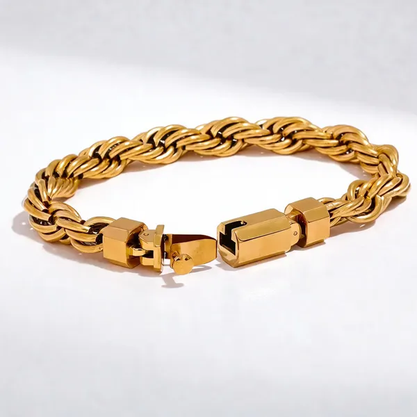 Gold_Plated_Stainless_Steel_Woven_Chain_Bracelet_For_Men