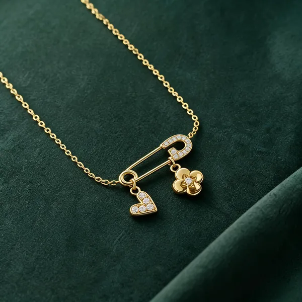 Gold_Plated_Rhinestone_Safety_Pin_Charm_Pendant_Necklace_For_Women