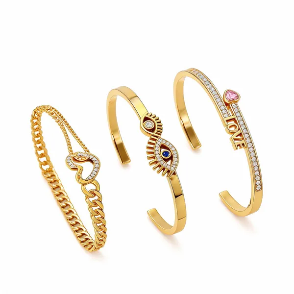 Gold_Plated_Stainless_Steel_Crystal_Motif_Bracelet_Set_For_Women