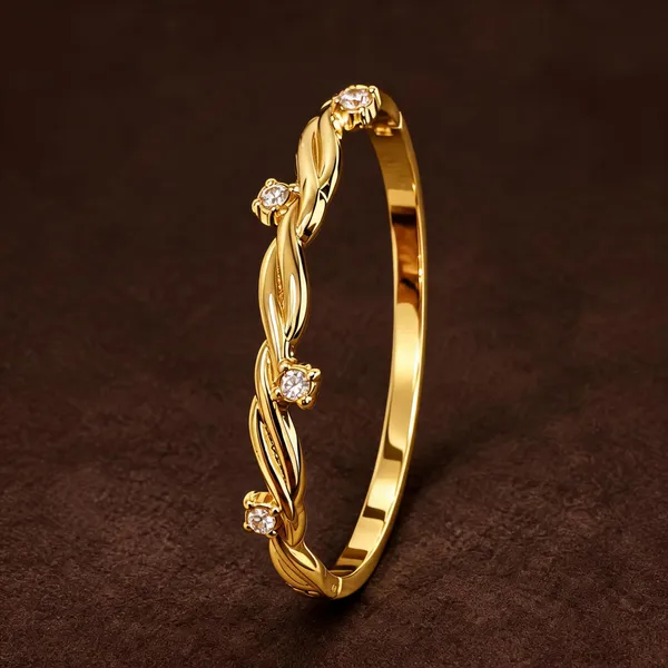 Gold_Plated_Stainless_Steel_Leaf_Design_Bangle_Bracelet_For_Women