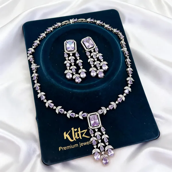 Silver_Tone_Brass_Lavender_Stone_Necklace_And_Earrings_Set_For_Women