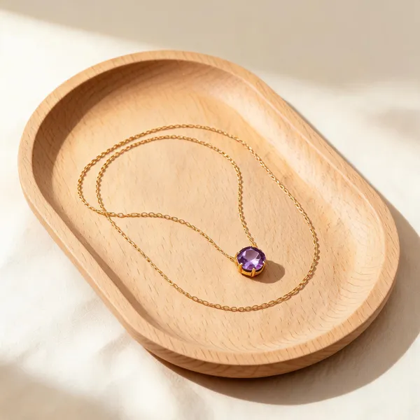 Gold_Plated_Purple_Stone_Pendant_Necklace_For_Women