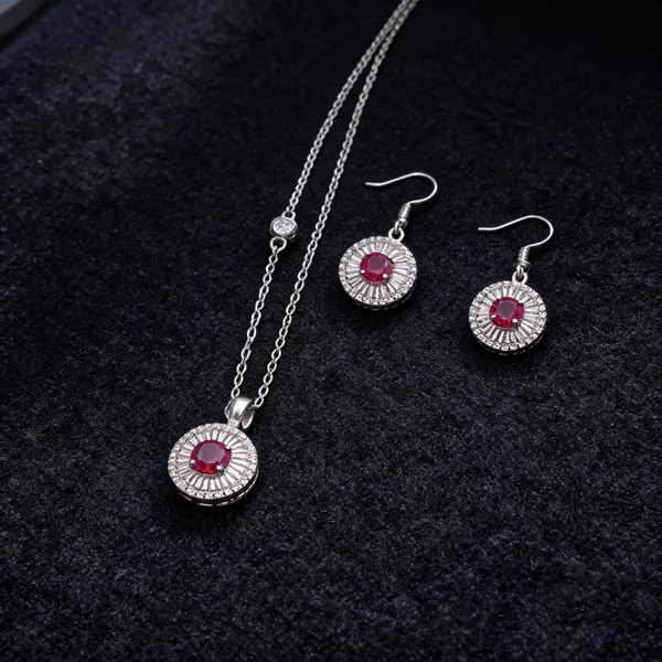Silver_925_Red_Stone_Pendant_And_Earrings_Set_For_Women