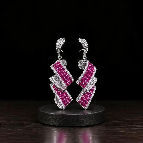 Gold_Plated_Stainless_Steel_Pink_Crystal_Drop_Earrings_For_Women