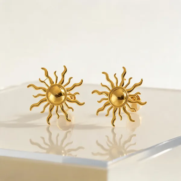 Gold_Plated_Sunburst_Stud_Earrings_For_Women