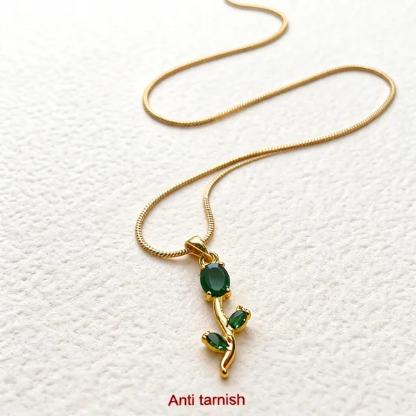 Gold_Plated_Green_Stone_Branch_Motif_Pendant_Necklace_For_Women