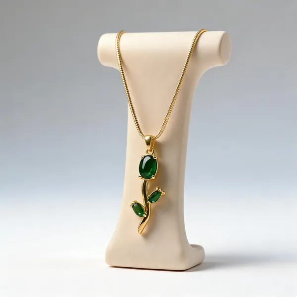 Gold_Plated_Green_Stone_Branch_Motif_Pendant_Necklace_For_Women