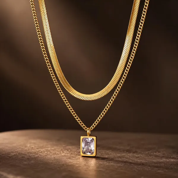 Gold_Plated_Layered_Clear_Stone_Pendant_Necklace_For_Women