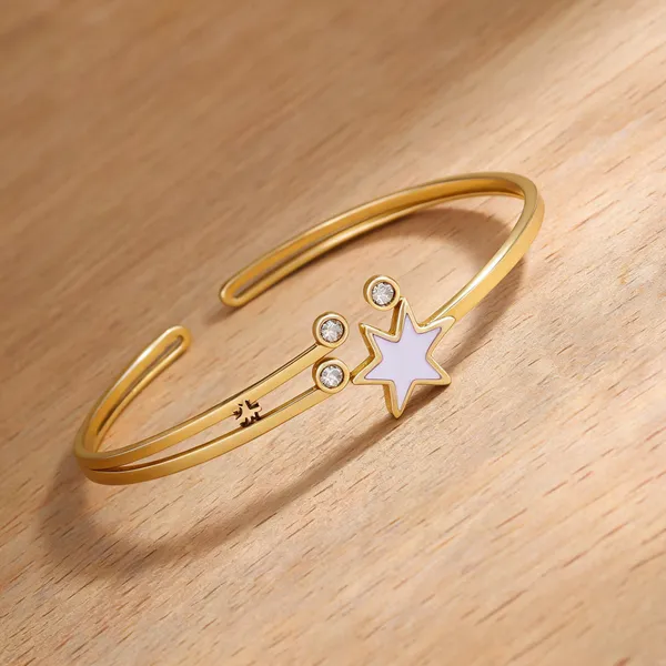 Gold_Plated_Stainless_Steel_Star_Charm_Bangle_For_Women