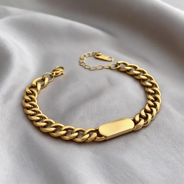 Gold_Plated_Stainless_Steel_Curb_Chain_ID_Bracelet_For_Men