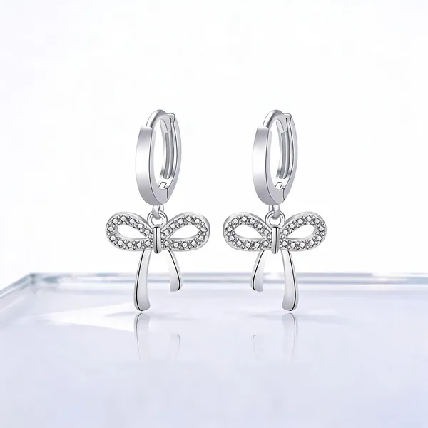 Silver_Plated_Rhinestone_Bow_Drop_Hoop_Earrings_For_Women