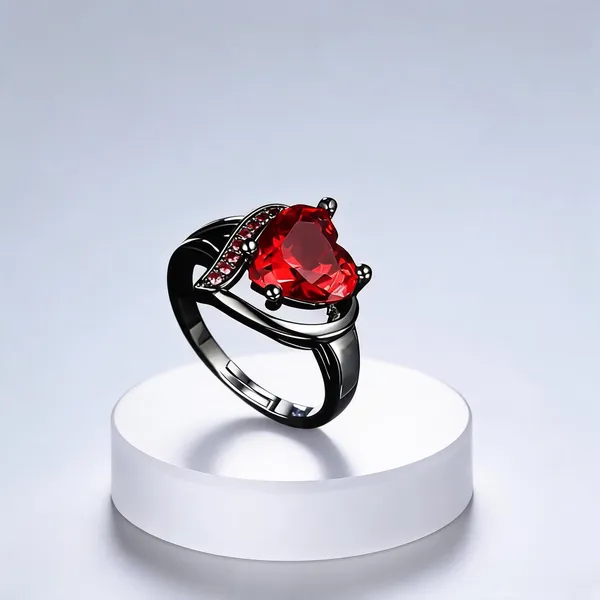 Black_Finish_Stainless_Steel_Red_Stone_Statement_Ring_For_Women