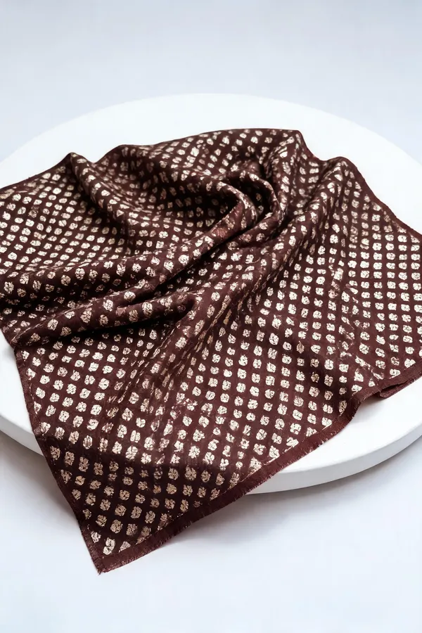 Brown_Chanderi_Silk_Zari_Butti_Woven_Fabric