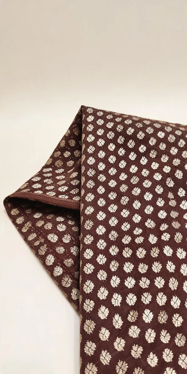Brown_Chanderi_Silk_Zari_Butti_Woven_Fabric