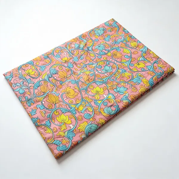 Pink_Pen_Kalamkari_Silk_Floral_Unstitched_Fabric