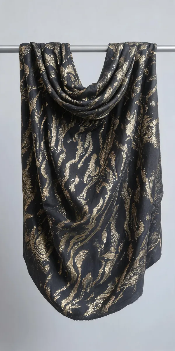 Black_Cotton_Jacquard_Gold_Floral_Fabric