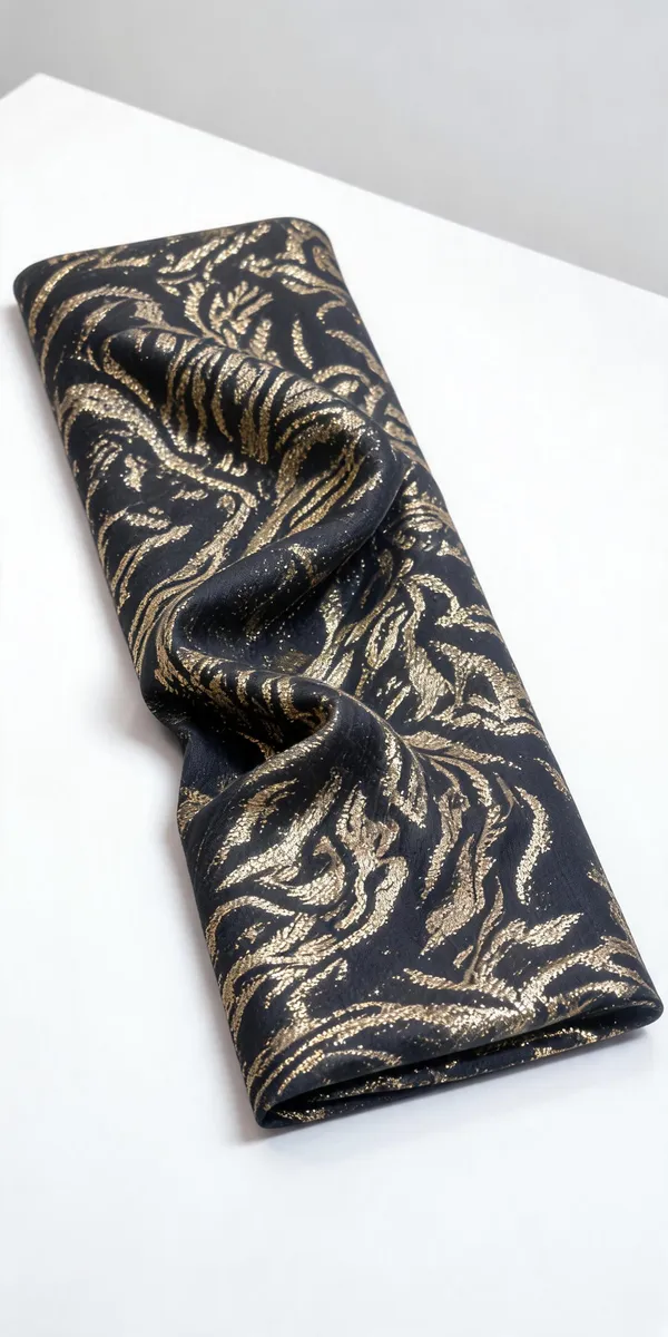 Black_Cotton_Jacquard_Gold_Floral_Fabric
