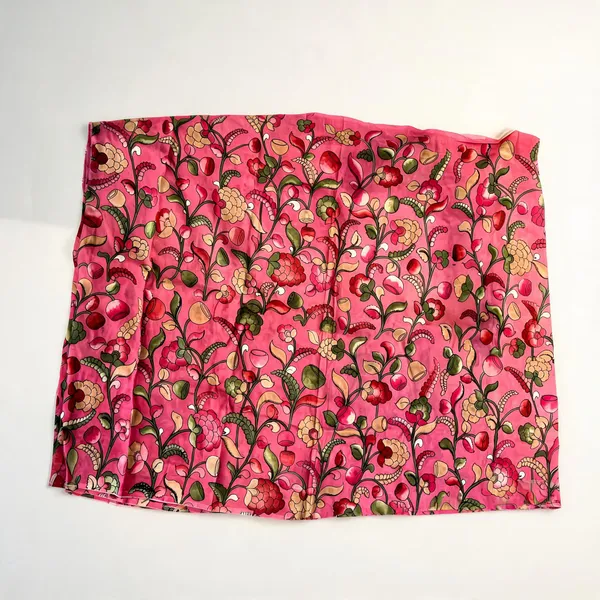 Pink_Pen_Kalamkari_Silk_Floral_Natural_Colour_Fabric