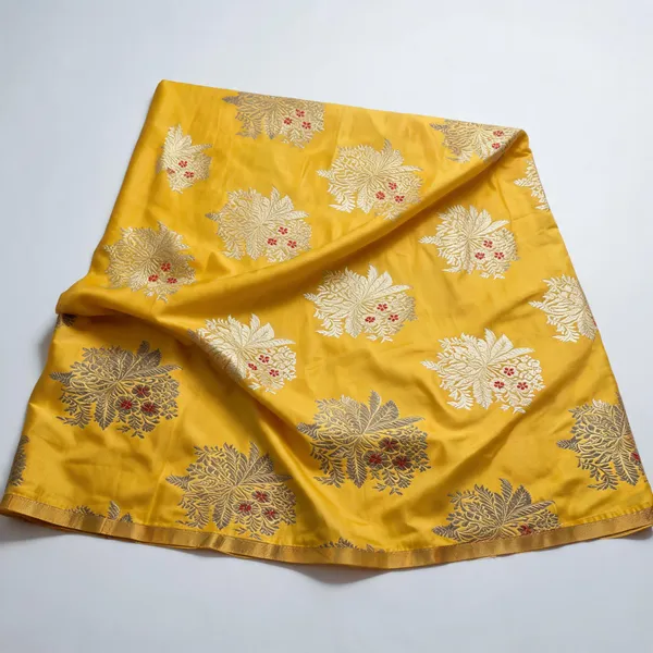 Yellow_Floral_Motif_Banarasi_Katan_Silk_Fabric