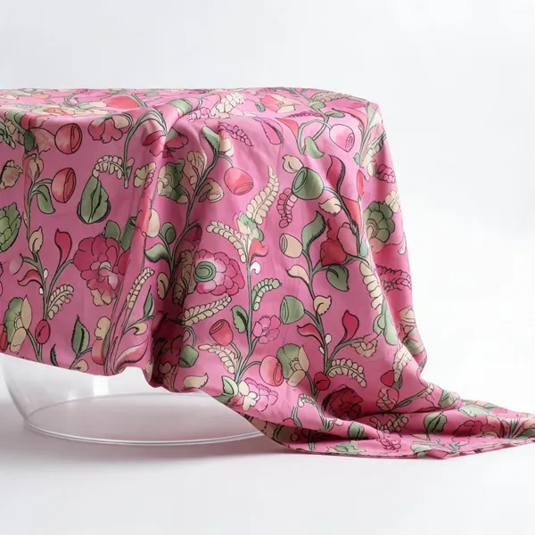 Pink_Pen_Kalamkari_Silk_Floral_Natural_Colour_Fabric