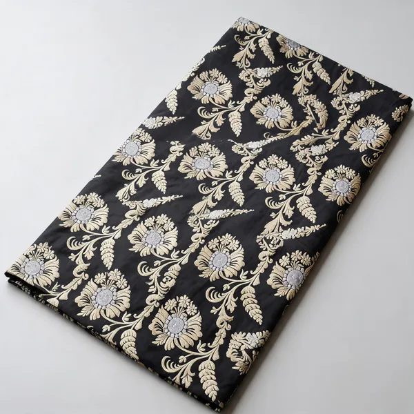Black_Katan_Silk_Zari_Brocade_Floral_Fabric