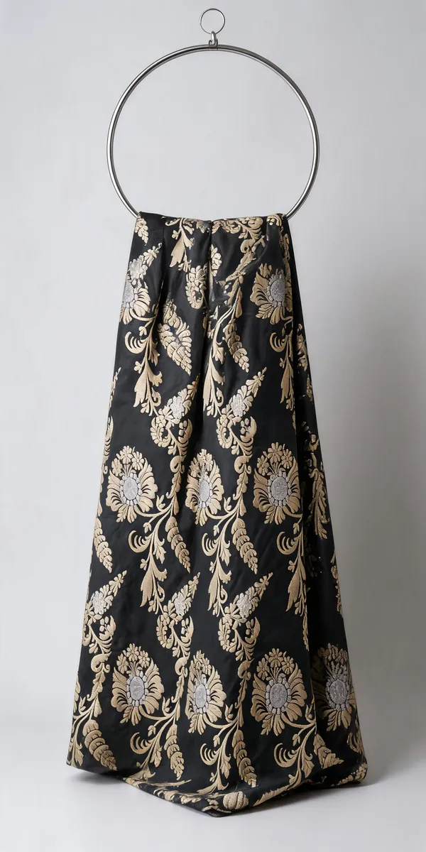 Black_Katan_Silk_Zari_Brocade_Floral_Fabric