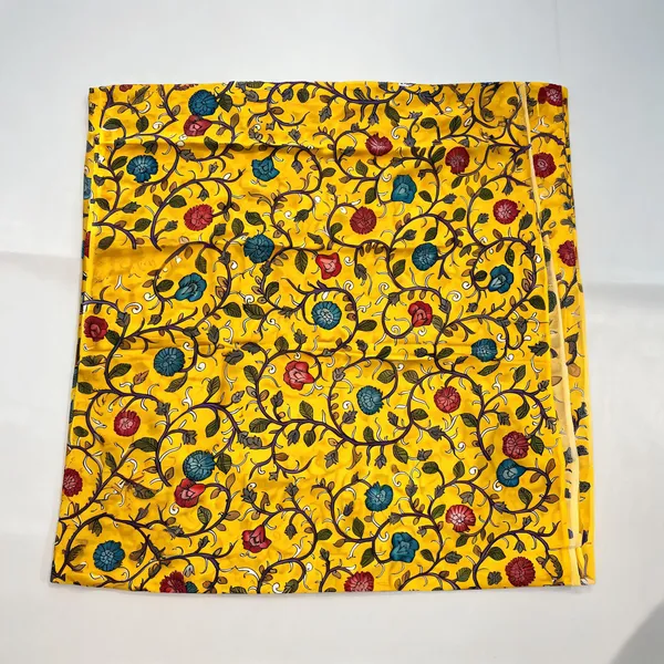 Yellow_Pen_Kalamkari_Silk_Floral_Fabric