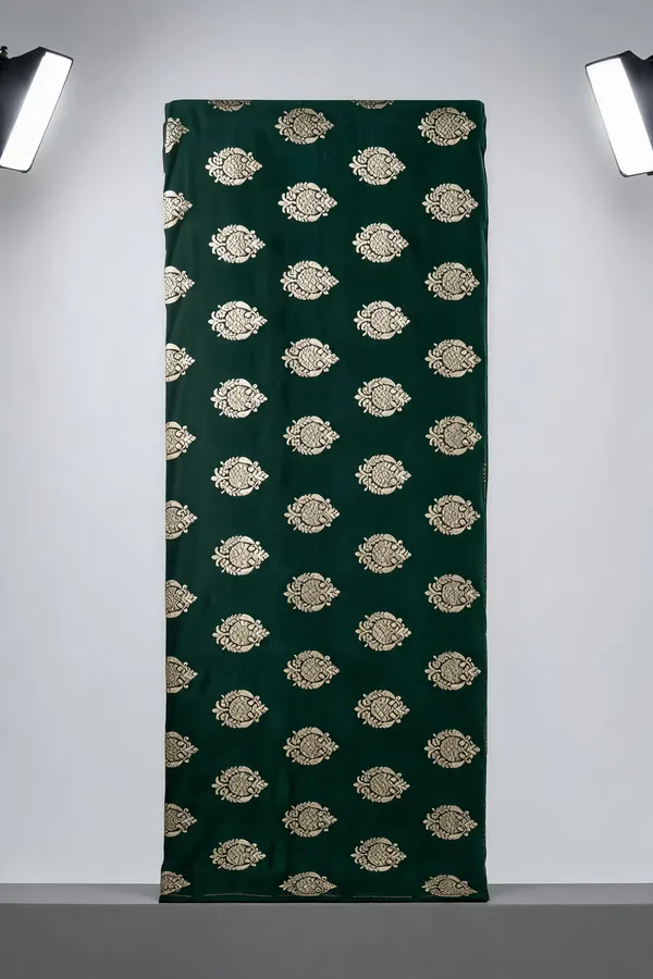 Green_Gold_Motif_Banarasi_Katan_Silk_Fabric