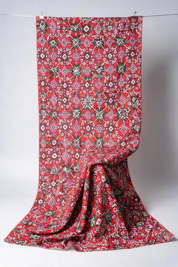 Red_Patola_Silk_Brocade_Geometric_Floral_Fabric