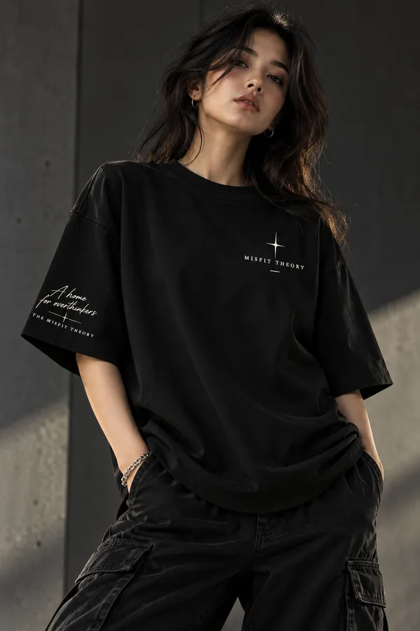 Quiet_Star_Unisex_Oversized_Logo_T-Shirt_–_Black