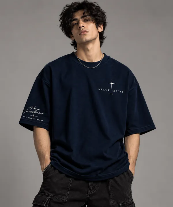 Quiet_Star_Unisex_Oversized_Logo_T-Shirt_–_Navy_Blue