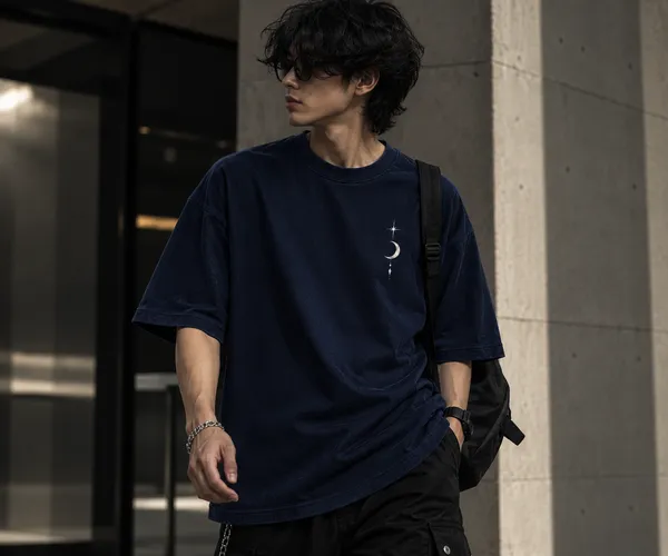 3AM_Spiral_Oversized_Graphic_T-Shirt_–_Navy_Blue_For_Men