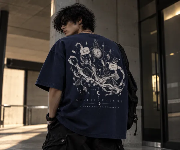 3AM_Spiral_Oversized_Graphic_T-Shirt_–_Navy_Blue_For_Men