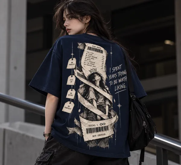 Worth_Liking_Oversized_Graphic_T-Shirt_for_Women_–_Navy_Blue