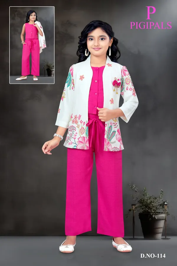 Pink_Georgette_Floral_Printed_Co-Ord_Set_For_Girls