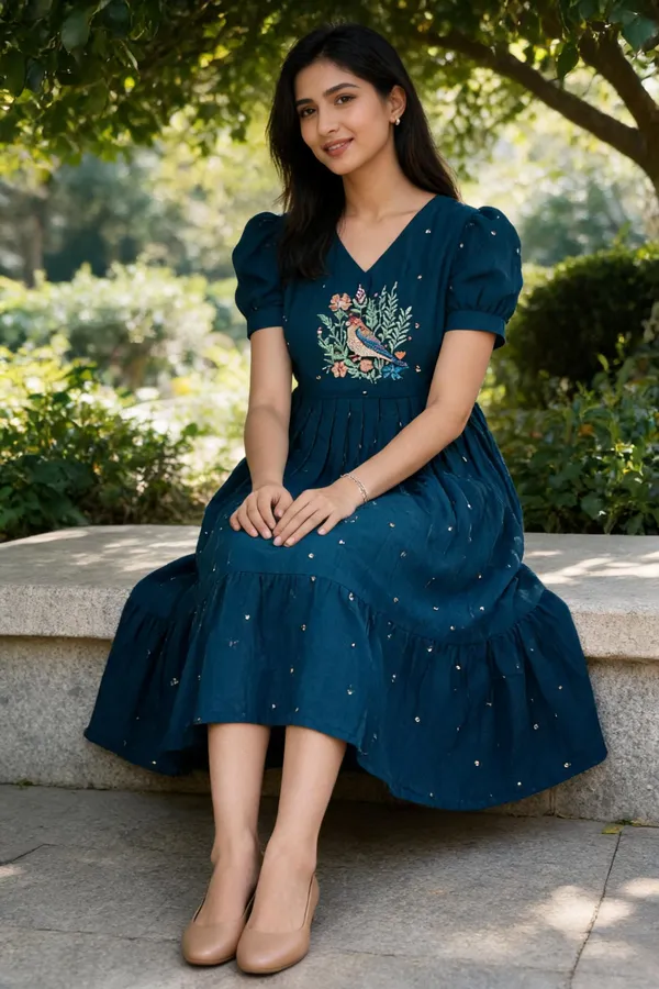 Navy_Blue_Silk_Embroidered_Fit_And_Flare_Dress_For_Women